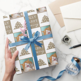 Papel De Presente Foto de Natal da Typografia Pet de Gato Bonito