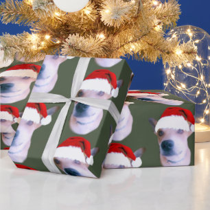 Papel De Presente Foto de Natal de Cão Personalizado