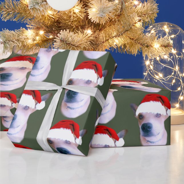 Papel De Presente Foto de Natal de Cão Personalizado (Feriados)