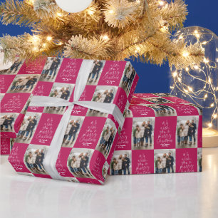 Papel De Presente Foto de Natal Feliz, Rosa, Feliz