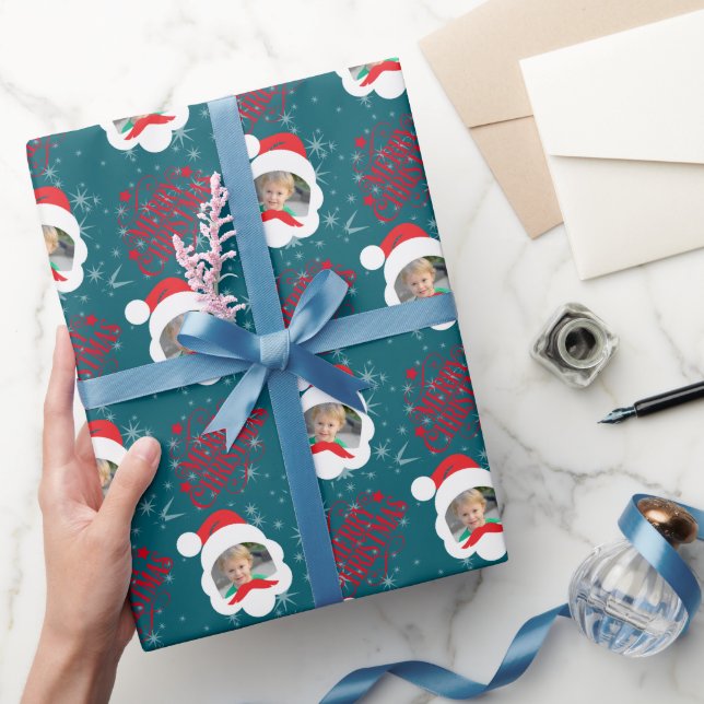 Papel De Presente Foto de Natal Merry Personalizada (Presentear)