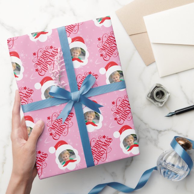 Papel De Presente Foto de Natal Merry Personalizada (Presentear)