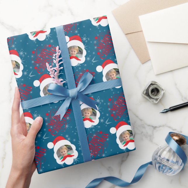 Papel De Presente Foto de Natal Merry Personalizada (Presentear)