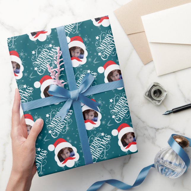 Papel De Presente Foto de Natal Merry Personalizada (Presentear)