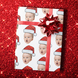 Papel De Presente Foto de Natal personalizada com o Santa Hat