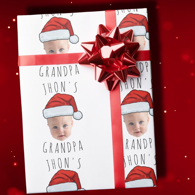 Papel De Presente Foto de Natal personalizada do rosto do bebê Santa (Criador carregado)