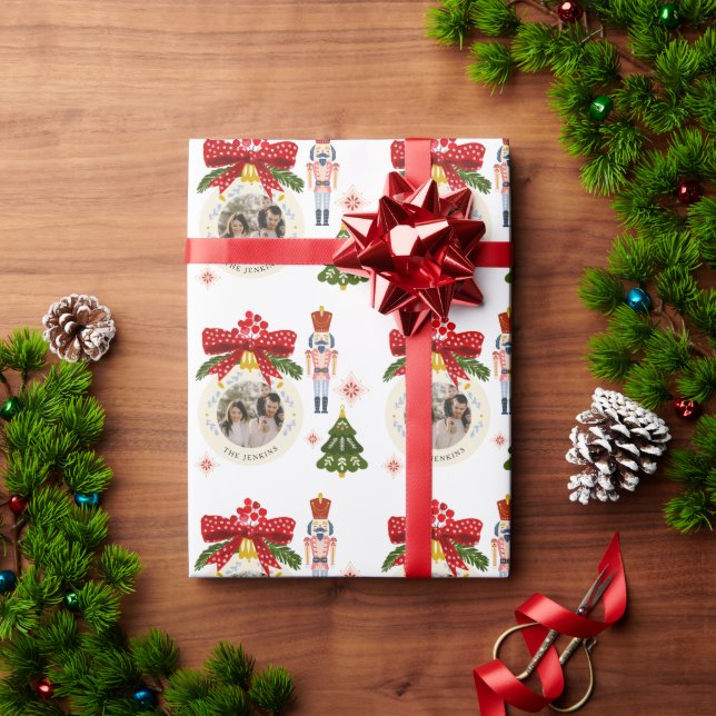 Papel De Presente Foto de Natal Personalizada Elegante (Presente de Natal)