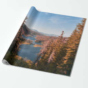 PAPEL DE PRESENTE FOTO DE PAISAGEM DAS ÁRVORES PERTO DO CORPO DE Á