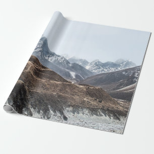 PAPEL DE PRESENTE FOTO DE PAISAGEM DAS MONTANHAS SOB NUVENS BRANCAS