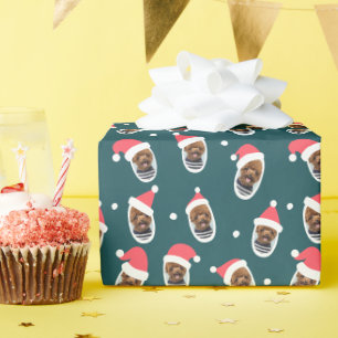 Papel De Presente Foto de Pet da Família Noel Hats Moderno Engraçado