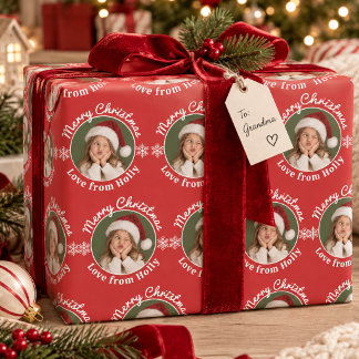 Papel De Presente Foto de Rosto Engraçado Feliz Natal Floco de Neve