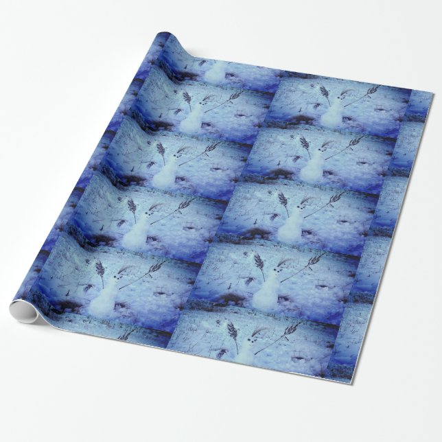 Papel De Presente Foto de Snowman Papel Brilhante (Desenrolado)