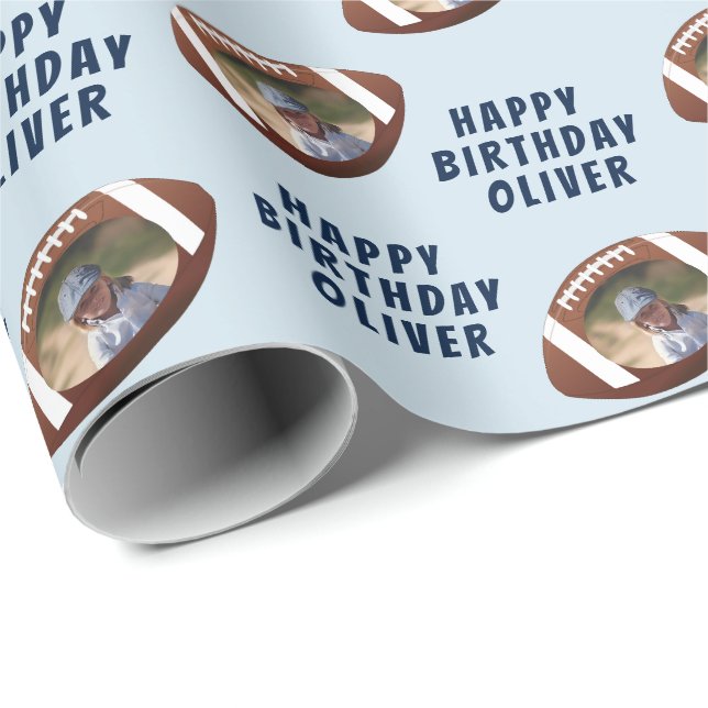 Papel De Presente Foto do American Football Ball Happy Birthday Boy (Ponta do rolo)