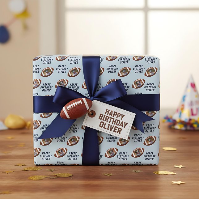 Papel De Presente Foto do American Football Ball Happy Birthday Boy (Criador carregado)