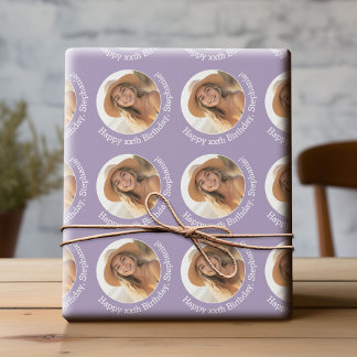 Papel De Presente Foto do Círculo 1 com Saudação de Aniversário - Li