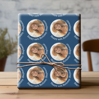 Papel De Presente Foto do Círculo 1 com Saudação de Aniversário - Ma