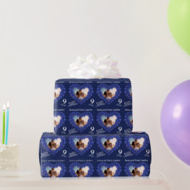 Papel De Presente Foto do coração do 9º aniversário Lapis Lazuli, az