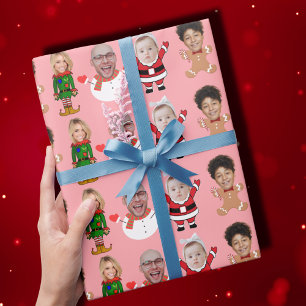 Papel De Presente Foto do Natal da família de fotos personalizada mo