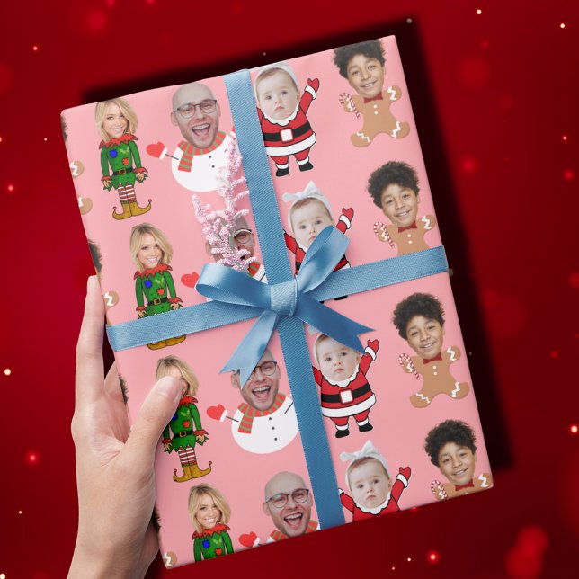 Papel De Presente Foto do Natal da família de fotos personalizada mo (Criador carregado)