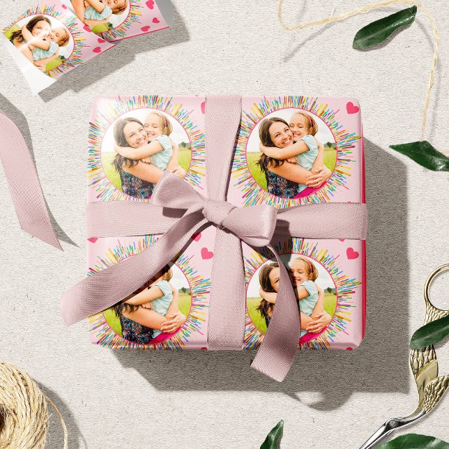 Papel De Presente Foto e Coração Rosa Abstrato Colorida (Criador carregado)