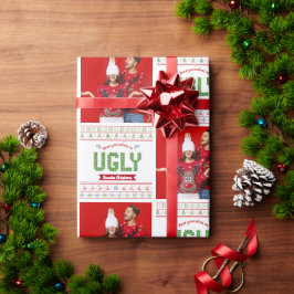 Papel De Presente Foto Feia Feia de Natal Sweater Red Green Ndic Kni