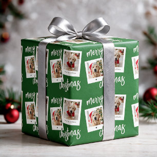 Papel De Presente Foto Moderna de Natal Alegre 2 Cachorro