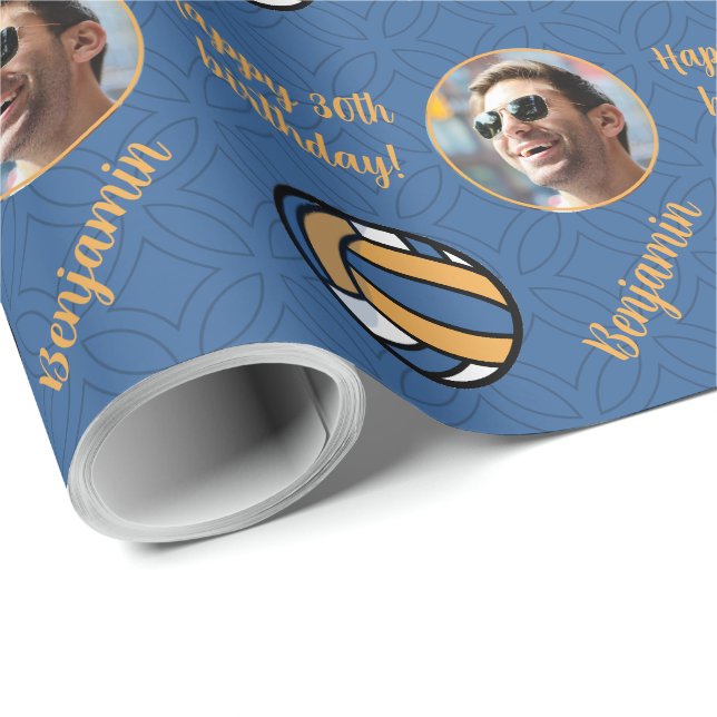 Papel De Presente Foto personalizada Aniversário do Voleibol do Espo (Ponta do rolo)