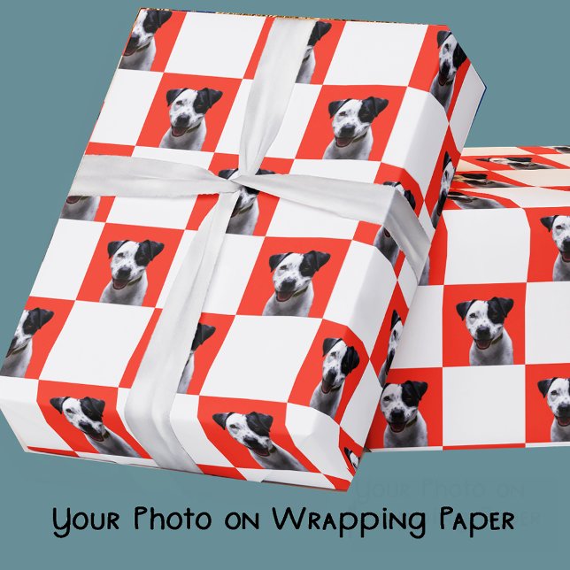 Papel De Presente Foto personalizada com verificação de vermelho e b (Criador carregado)