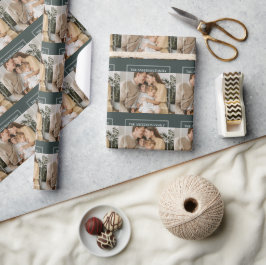 Papel De Presente Foto Personalizada da Família | Nome da Família Pe