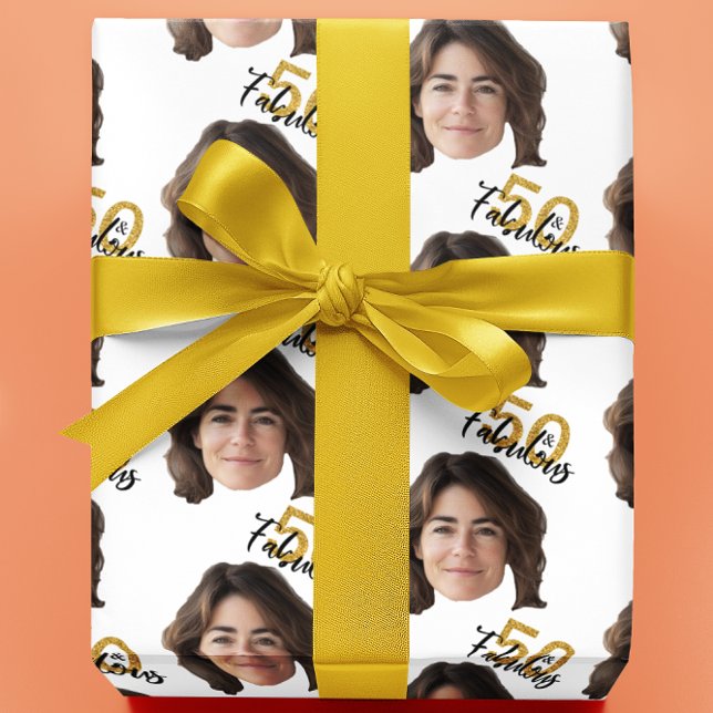 Papel De Presente Foto personalizada de 50 e fabulosa (Criador carregado)