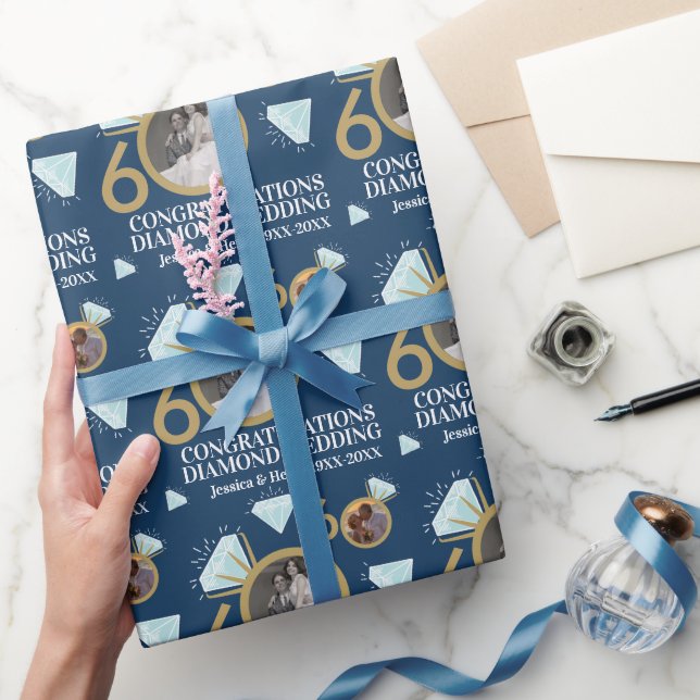 Papel De Presente Foto personalizada de aniversário de casamento de  (Presentear)