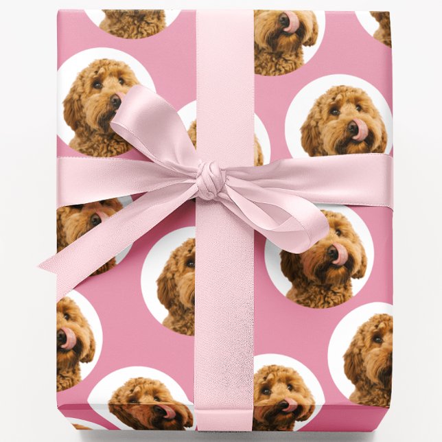 Papel De Presente Foto Personalizada de Cachorro Rosa  (Criador carregado)