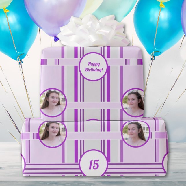 Papel De Presente Foto personalizada de distribuição rosa moderna de (Criador carregado)