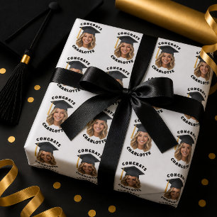 Papel De Presente Foto Personalizada de Formatura Estilosa Congrats