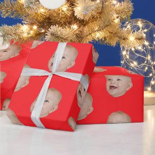 Papel De Presente Foto Personalizada de Rosto Aniversário de 30 ou 4