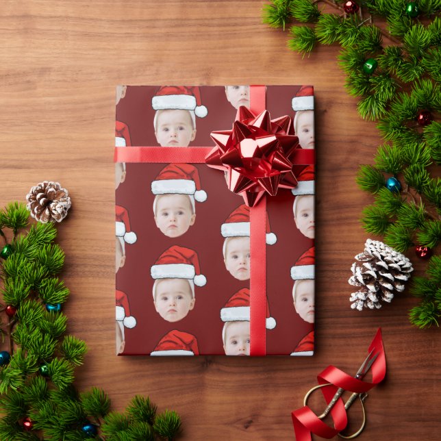 Papel De Presente Foto personalizada de Santa Hat Engraçado Natal (Presente de Natal)
