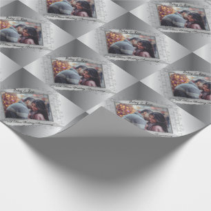 Papel De Presente Foto personalizada do 25 de aniversário de casame