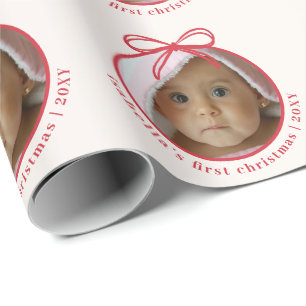 Papel De Presente Foto Personalizada do Nome do Bebê no Primeiro Nat