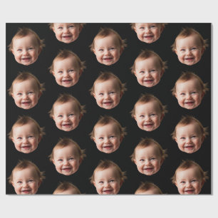 Papel De Presente Foto Personalizada do Rosto do Bebê Fofo Aniversár