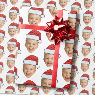 Papel De Presente Foto personalizada do rosto do bebê Papai Noel Nat