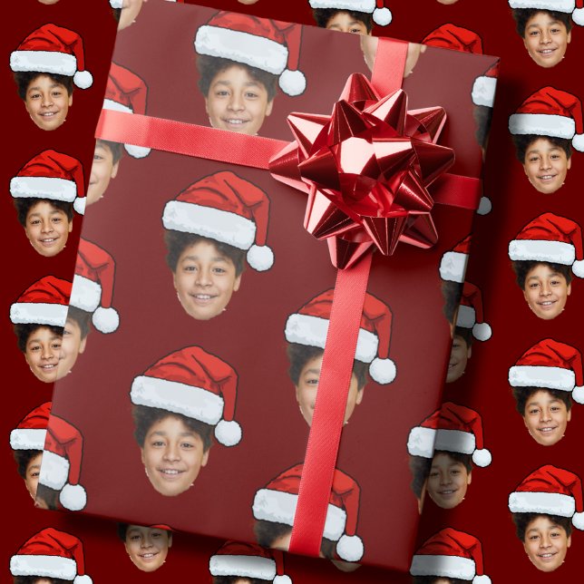 Papel De Presente Foto personalizada engraçada Foto do Papai Noel Há (Criador carregado)