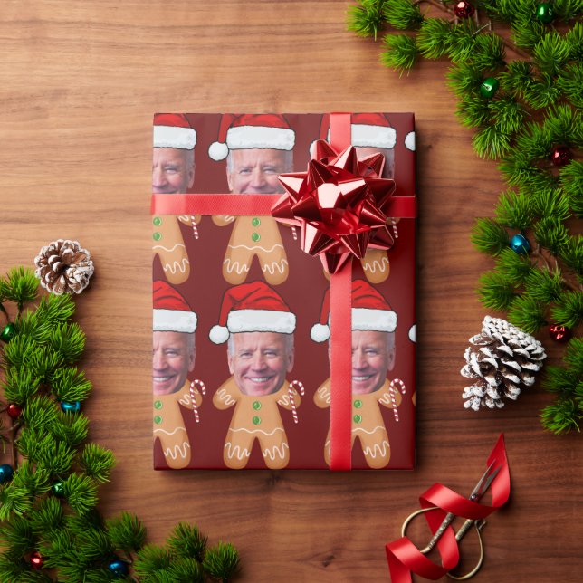 Papel De Presente Foto personalizada Gingercake Joe biden Natal (Presente de Natal)