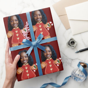 Papel De Presente Foto personalizada Pão-pão Natal Mulher