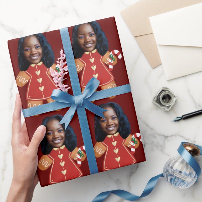 Papel De Presente Foto personalizada Pão-pão Natal Mulher (Presentear)