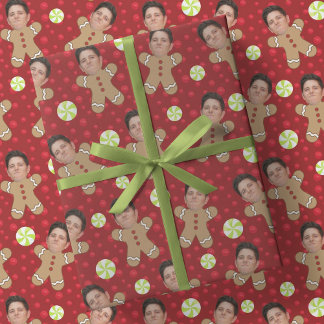 Papel De Presente Foto personalizada Pão-Pão-Pão Homens Vermelho Nat