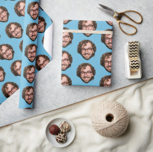 Papel De Presente Foto personalizada personalizada de rosto azul eng