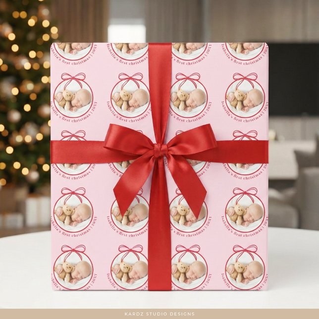 Papel De Presente Foto personalizada - Primeiro Natal (Criador carregado)