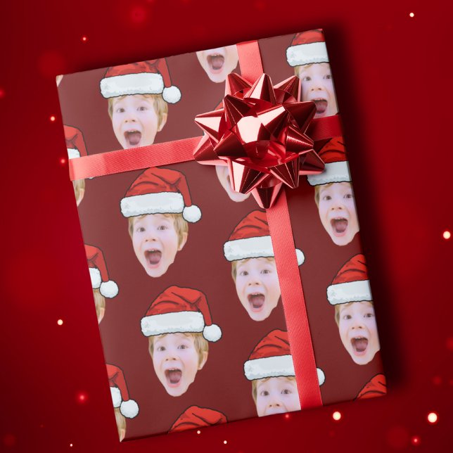 Papel De Presente Foto personalizada simples Foto de Papai Noel Nata (Criador carregado)
