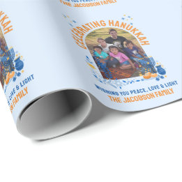 Papel De Presente Foto personalizável da FAMÍLIA HANUKKAH
