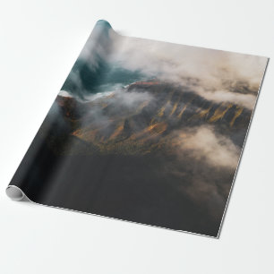 PAPEL DE PRESENTE FOTOGRAFIA AERIAL DA MONTANHA ABRANGIDA PELO NEVO